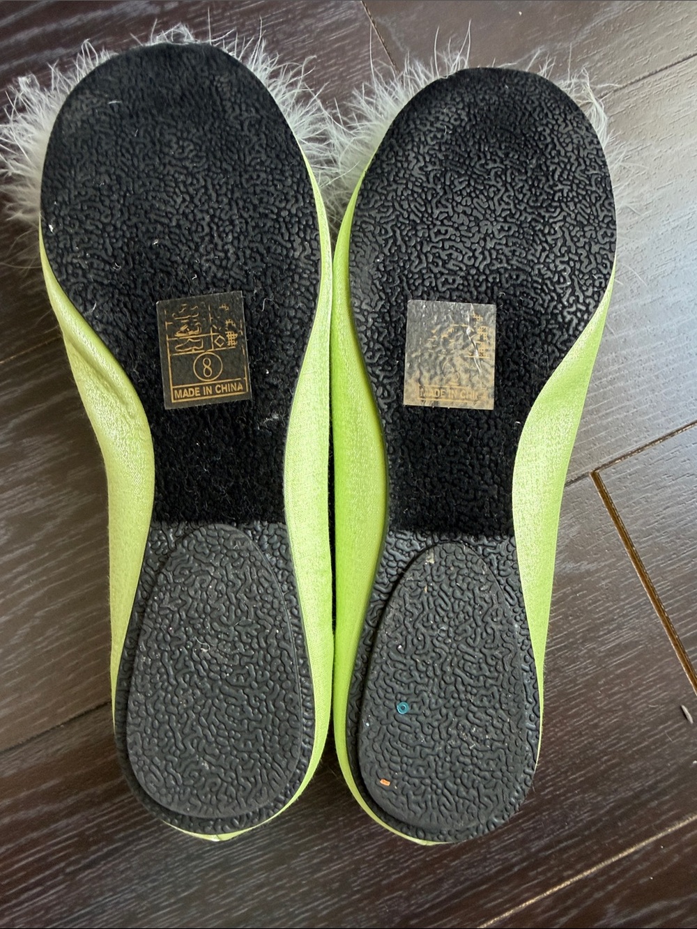 Ellie Neon Yellow Ballet Flats with White Pom-Poms Tinkerbell style shoes - Picture 2 of 2